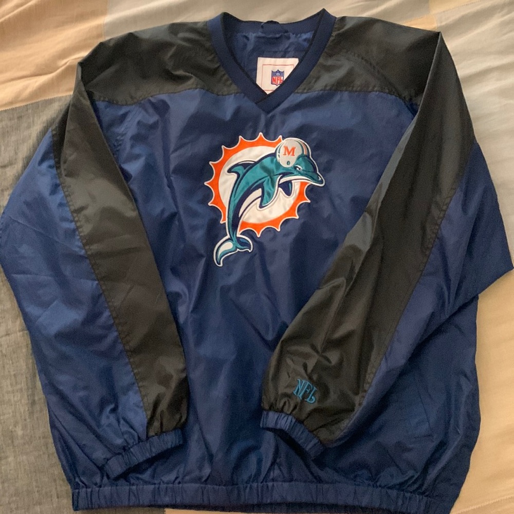 Miami Dolphins classic NFL windbreaker crew neck